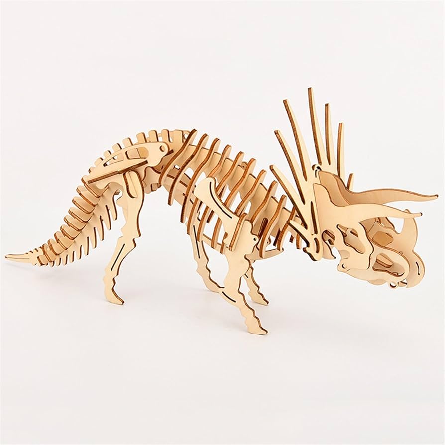 Amazon.co.jp: 恐竜トリケラトプス 木製立体パズル ウッドパズル